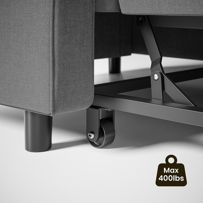 Canapé-lit convertible 3 en 1, avec fauteuil gigogne et lit pliant, idéal pour le salon.