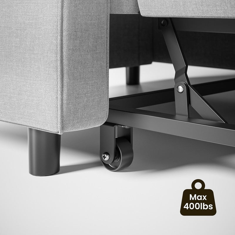 Canapé-lit convertible 3 en 1, avec fauteuil gigogne et lit pliant, idéal pour le salon.