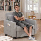 Canapé-lit convertible 3 en 1, fauteuil-lit, canapé lounge rembourré, pliable et réglable