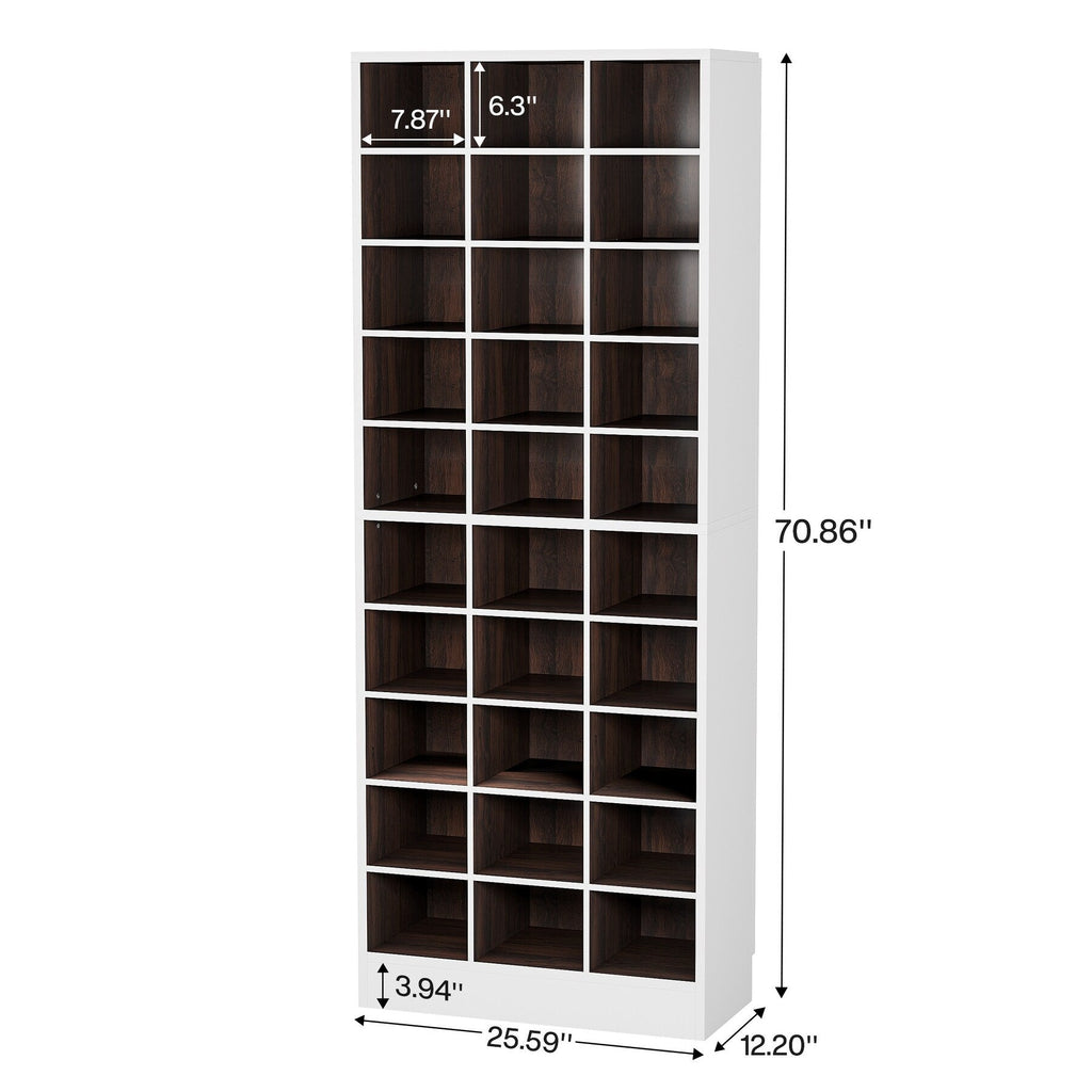 Armoire à chaussures haute pour 30 paires, étagère à chaussures en bois blanc à 10 niveaux pour placard ou entrée - 10 niveaux