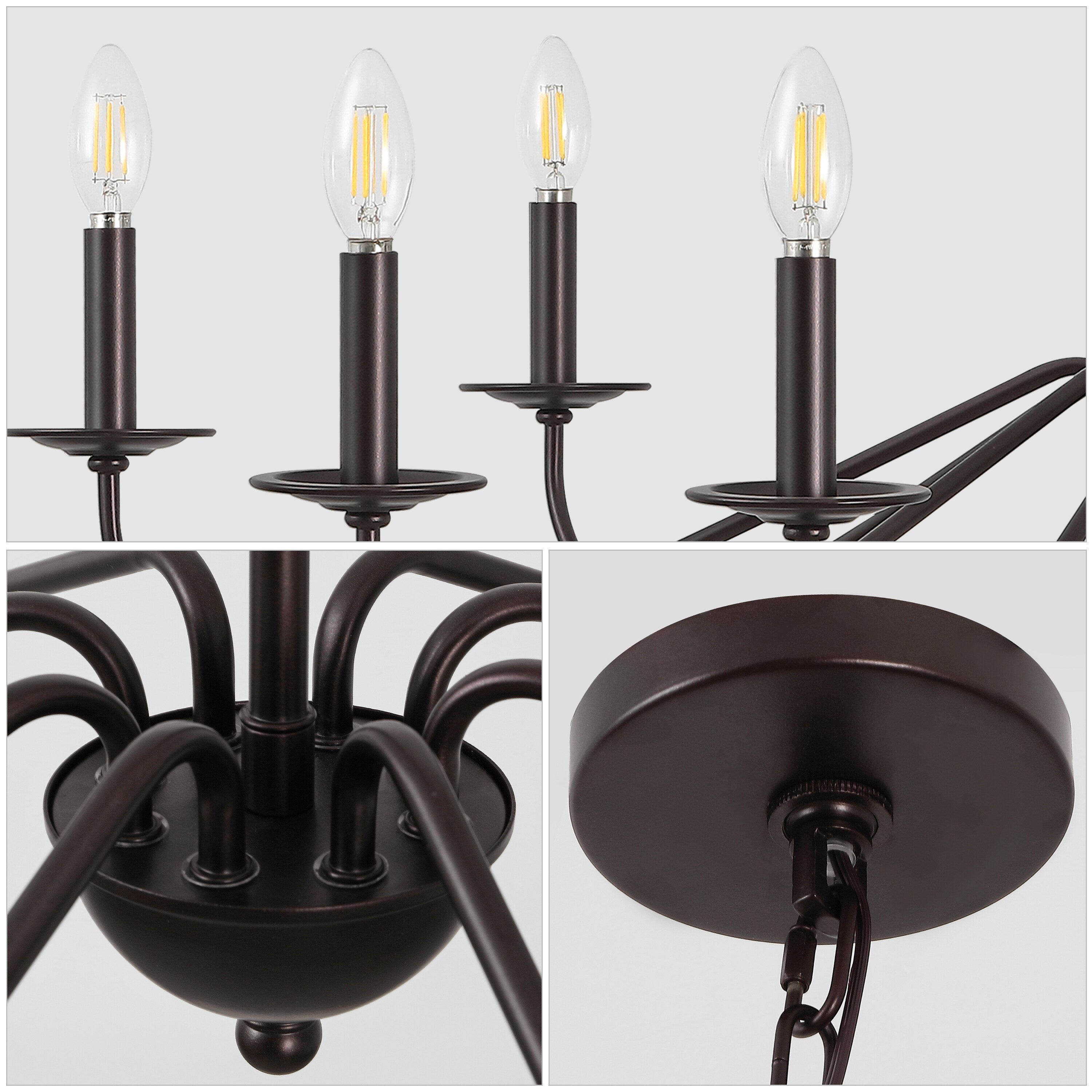 Lustre LED en fer à 6 lumières de 34,75 pouces, par JONATHAN Y