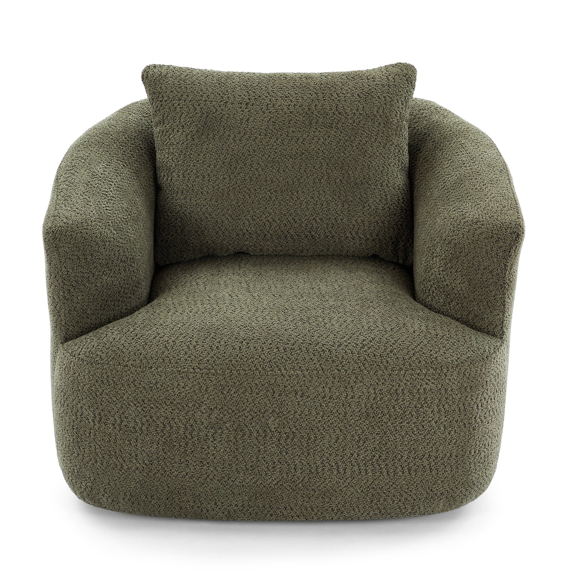 Fauteuil pivotant à 360°, fauteuil d'appoint en bouclette de 38,2 cm avec coussin décoratif, fauteuil-canapé rembourré de forme cylindrique avec accoudoirs incurvés