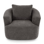 Fauteuil pivotant à 360°, fauteuil d'appoint en bouclette de 38,2 cm avec coussin décoratif, fauteuil-canapé rembourré de forme cylindrique avec accoudoirs incurvés