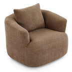 Fauteuil pivotant à 360°, fauteuil d'appoint en bouclette de 38,2 cm avec coussin décoratif, fauteuil-canapé rembourré de forme cylindrique avec accoudoirs incurvés