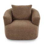 Fauteuil pivotant à 360°, fauteuil d'appoint en bouclette de 38,2 cm avec coussin décoratif, fauteuil-canapé rembourré de forme cylindrique avec accoudoirs incurvés