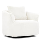 Fauteuil pivotant à 360°, fauteuil d'appoint en bouclette de 38,2 cm avec coussin décoratif, fauteuil-canapé rembourré de forme cylindrique avec accoudoirs incurvés