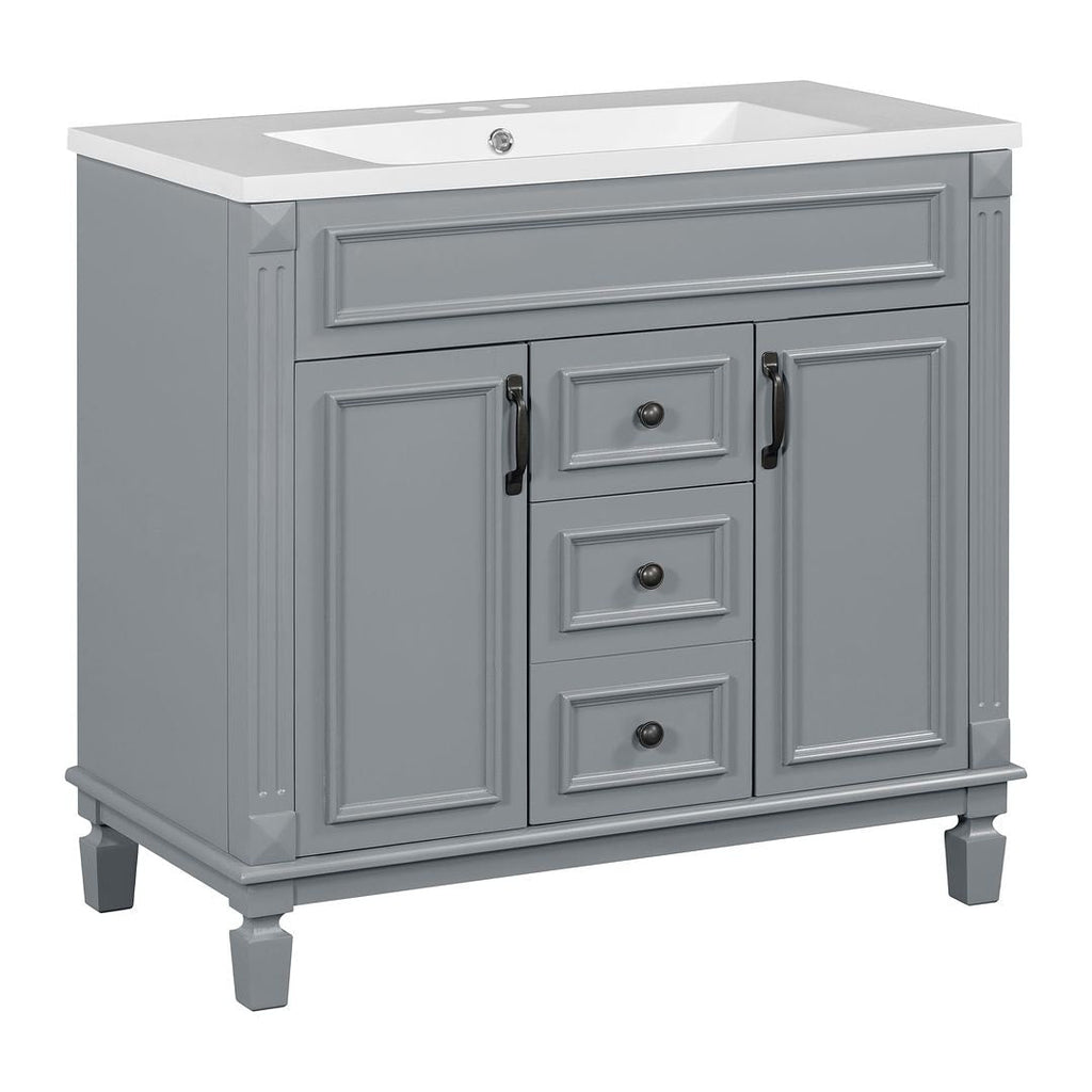 Meuble-lavabo moderne de 91 cm (36 po) avec vasque et armoire à miroir, 2 portes et 2 tiroirs