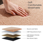 Pouf de rangement en boucle écrue (39,5 cm), en sherpa, avec pieds en bois, idéal pour le salon ou la chambre.