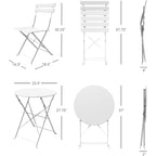 Ensemble bistro pliable en métal 3 pièces, résistant aux intempéries, idéal pour l'intérieur et l'extérieur, avec terrasse, jardin ou cour.