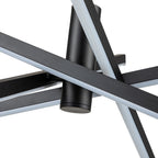 Lustre LED moderne en aluminium noir et or de style Sputnik, suspension linéaire pour salon/salle à manger/cuisine