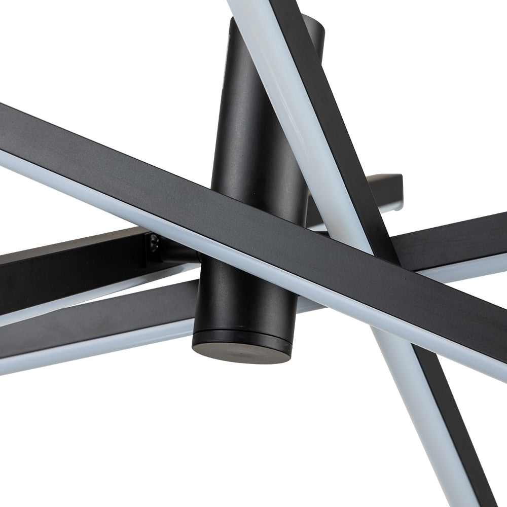 Lustre LED moderne en aluminium noir et or de style Sputnik, suspension linéaire pour salon/salle à manger/cuisine