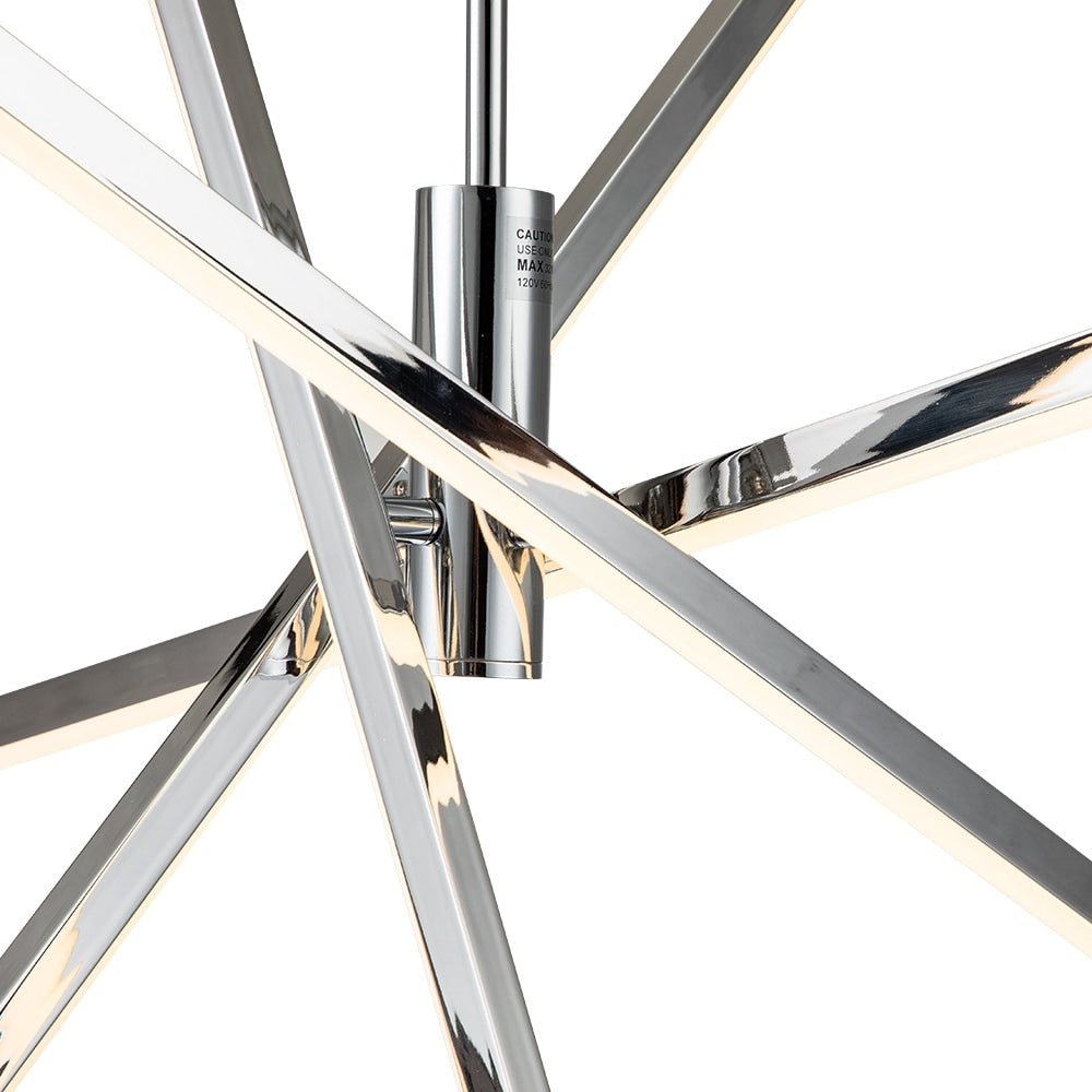 Lustre LED moderne en aluminium noir et or de style Sputnik, suspension linéaire pour salon/salle à manger/cuisine