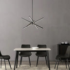 Lustre LED moderne en aluminium noir et or de style Sputnik, suspension linéaire pour salon/salle à manger/cuisine