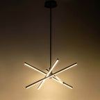 Lustre LED moderne en aluminium noir et or de style Sputnik, suspension linéaire pour salon/salle à manger/cuisine