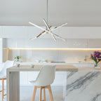 Lustre LED moderne en aluminium noir et or de style Sputnik, suspension linéaire pour salon/salle à manger/cuisine