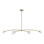 Suspension Sputnik linéaire moderne dorée à 4 lumières, style épuré, idéale pour îlot central ou salle à manger - 130 cm (L) x 28 cm (P) x 15 cm (H)
