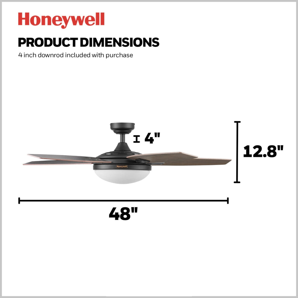 Ventilateur de plafond Honeywell Carmel 48 pouces avec lumière intégrée et télécommande