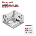 Ventilateur de plafond Honeywell Carmel 48 pouces avec lumière intégrée et télécommande