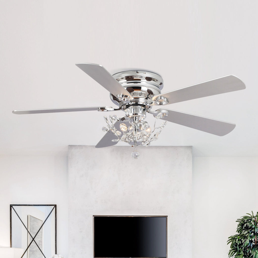 Ventilateur de plafond moderne réversible à 5 pales en cristal de 48 pouces avec télécommande