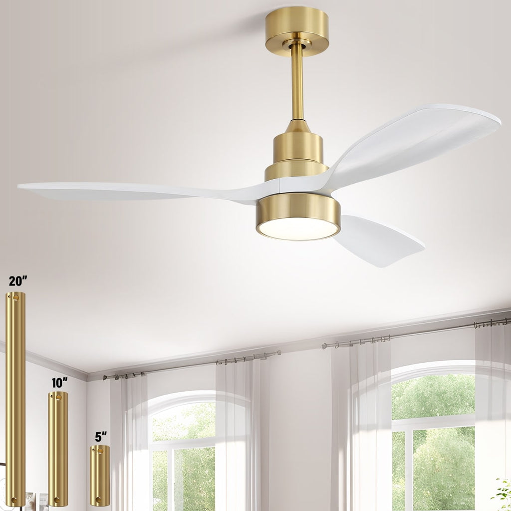 Ventilateur de plafond LED intégré 48 et 52 pouces avec éclairage et télécommande, moteur CC réversible