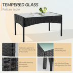 Ensemble de mobilier de jardin en résine tressée 4 pièces, canapé d'angle extérieur en rotin avec coussins