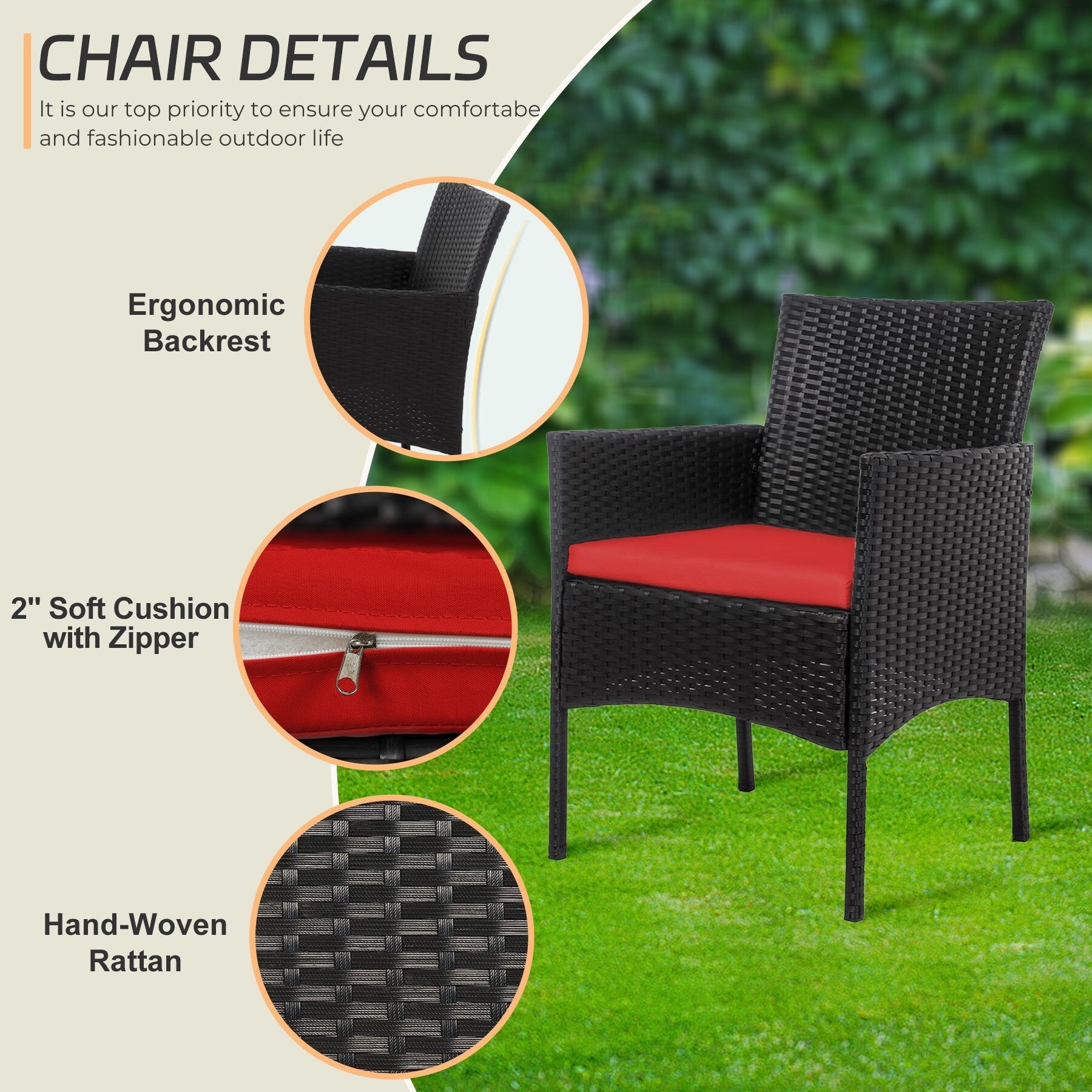 Ensemble de mobilier de jardin en résine tressée 4 pièces, canapé d'angle extérieur en rotin avec coussins