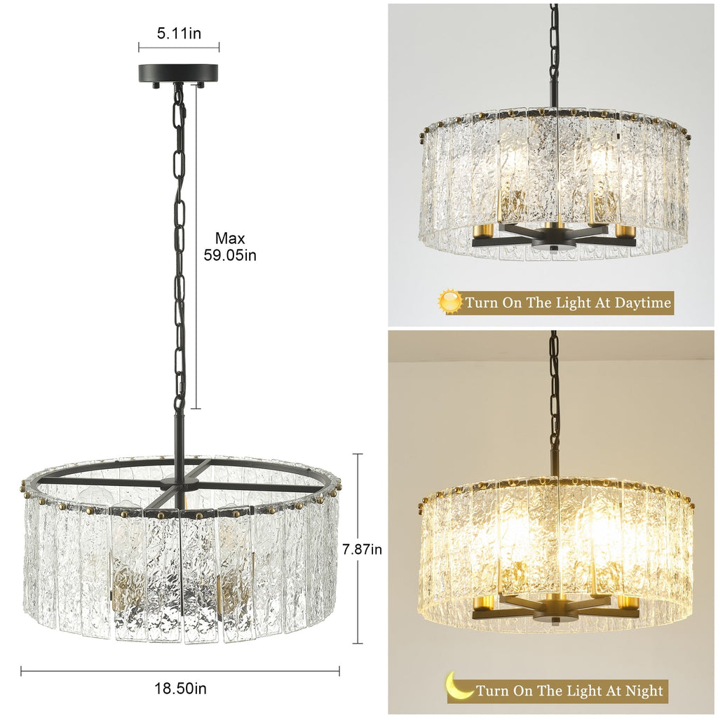 Lustre moderne rond à 5 lumières, style tambour, semi-encastré classique, suspension pour îlot de cuisine ou salle à manger