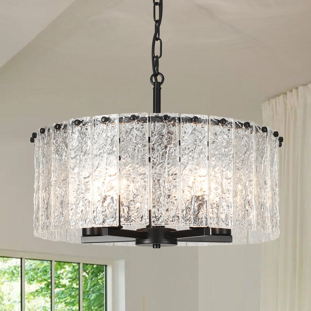 Lustre moderne rond à 5 lumières, style tambour, semi-encastré classique, suspension pour îlot de cuisine ou salle à manger