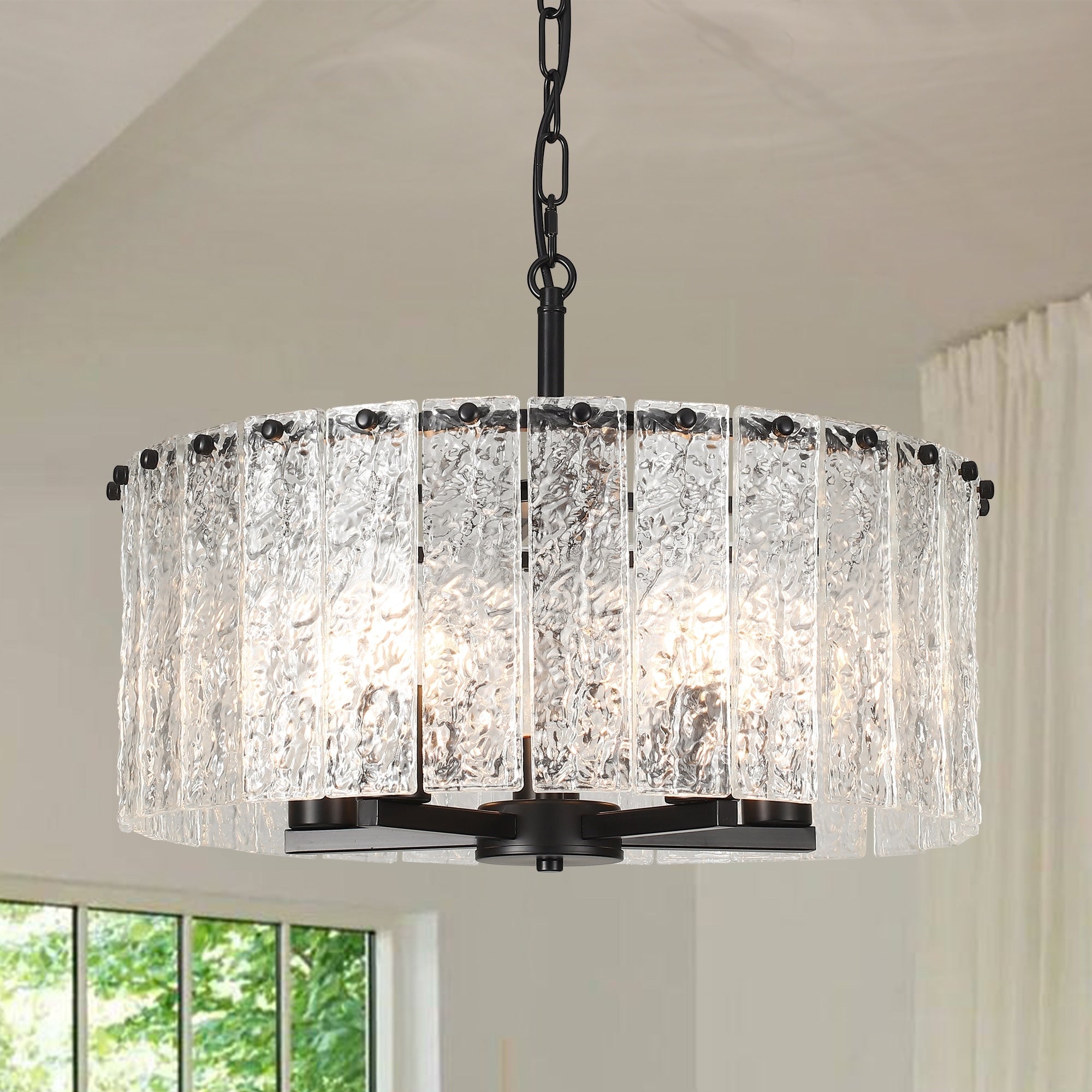 Lustre moderne rond à 5 lumières, style tambour, semi-encastré classique, suspension pour îlot de cuisine ou salle à manger