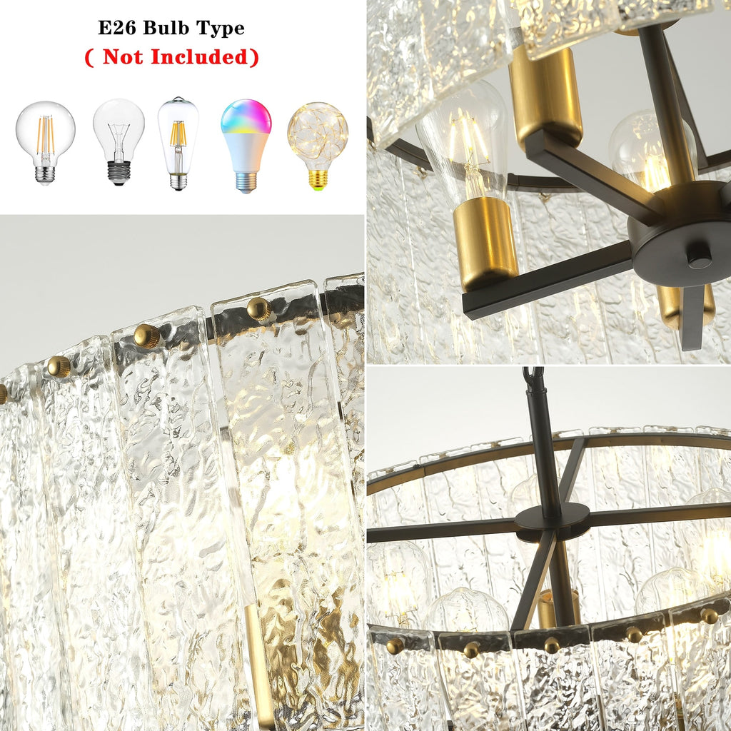 Lustre moderne rond à 5 lumières, style tambour, semi-encastré classique, suspension pour îlot de cuisine ou salle à manger