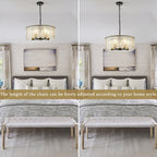 Lustre moderne rond à 5 lumières, style tambour, semi-encastré classique, suspension pour îlot de cuisine ou salle à manger