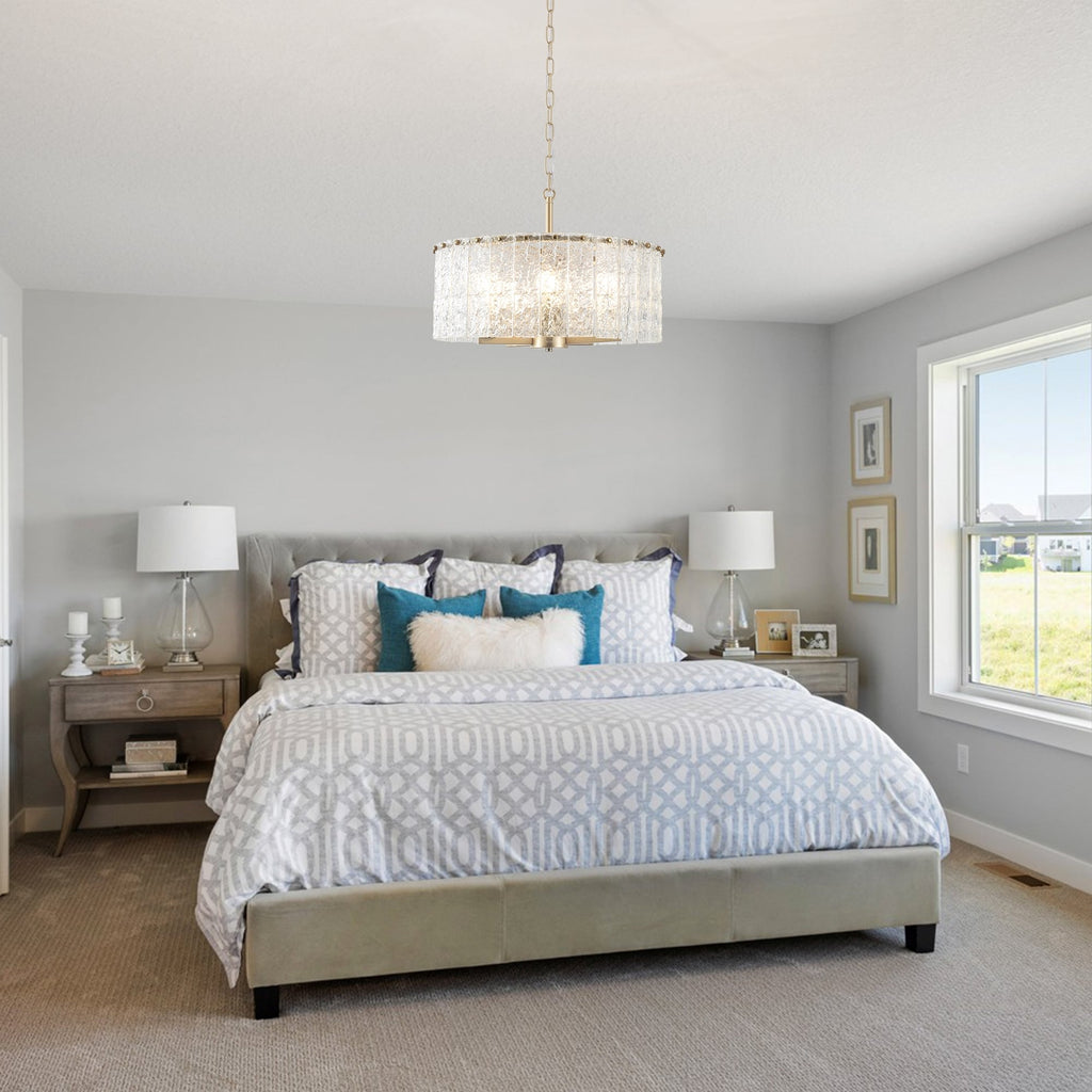 Lustre moderne rond à 5 lumières, style tambour, semi-encastré classique, suspension pour îlot de cuisine ou salle à manger