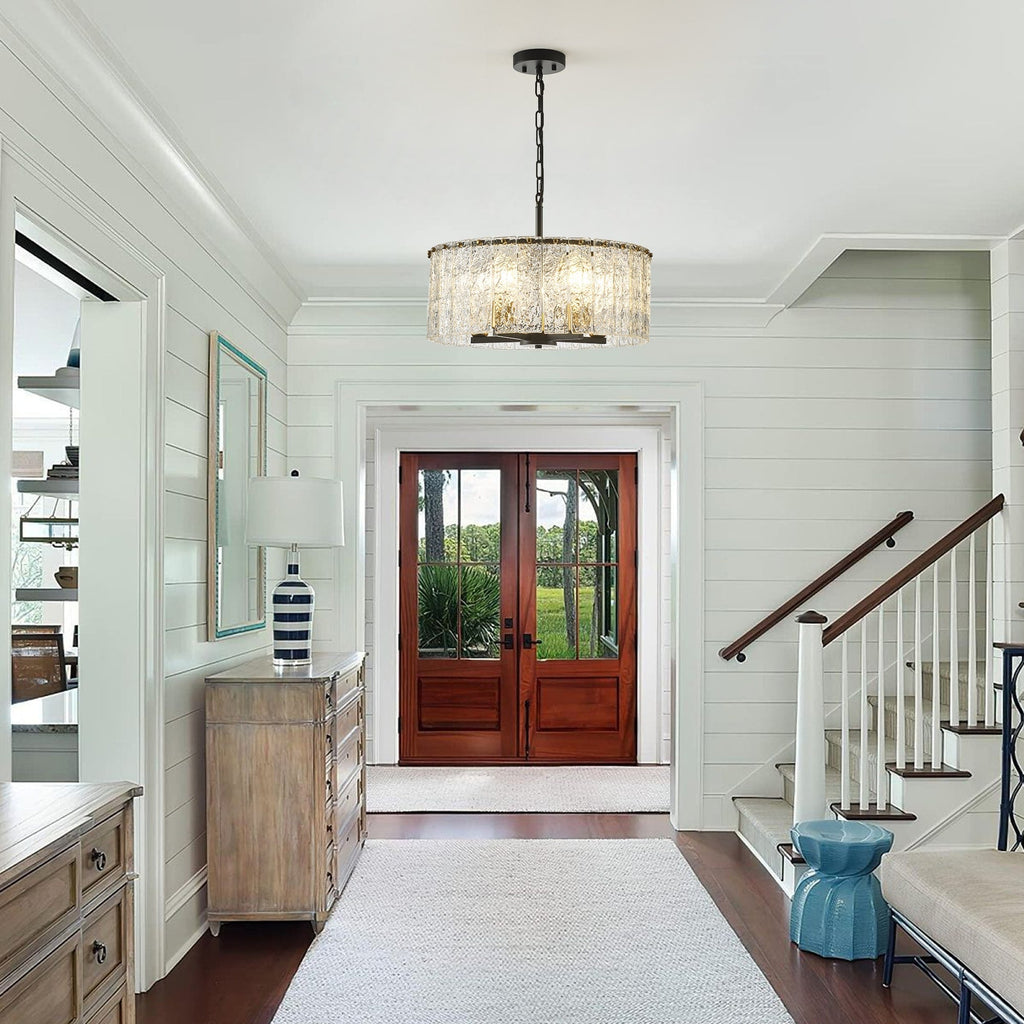 Lustre moderne rond à 5 lumières, style tambour, semi-encastré classique, suspension pour îlot de cuisine ou salle à manger