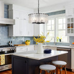 Lustre moderne rond à 5 lumières, style tambour, semi-encastré classique, suspension pour îlot de cuisine ou salle à manger