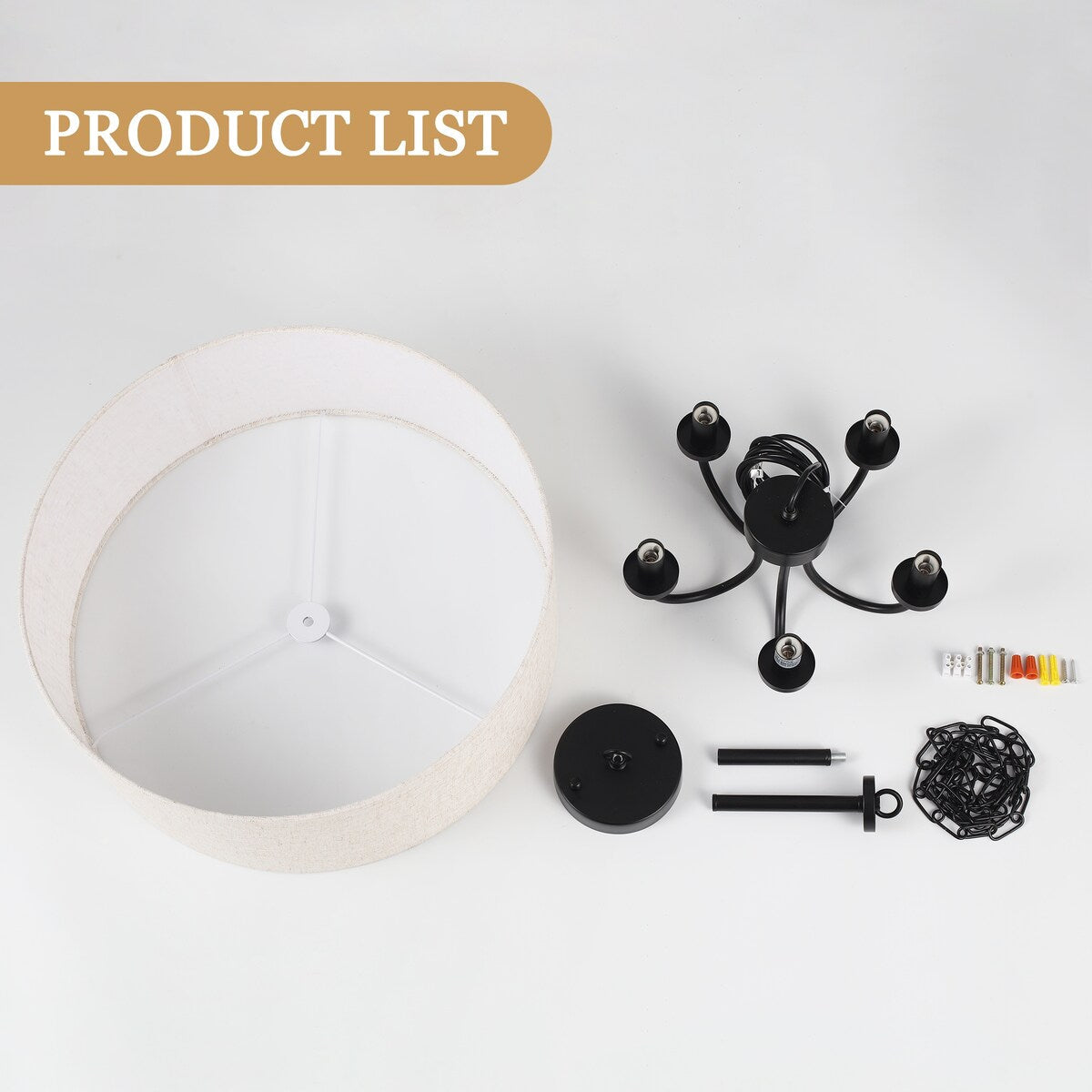 Plafonnier semi-encastré moderne à 5 lumières pour salle à manger, chambres et salon - Non applicable