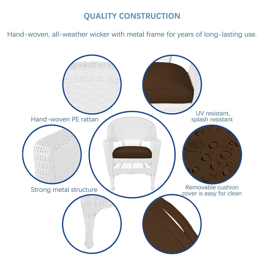 Ensemble de salle à manger 5 pièces en résine tressée blanche