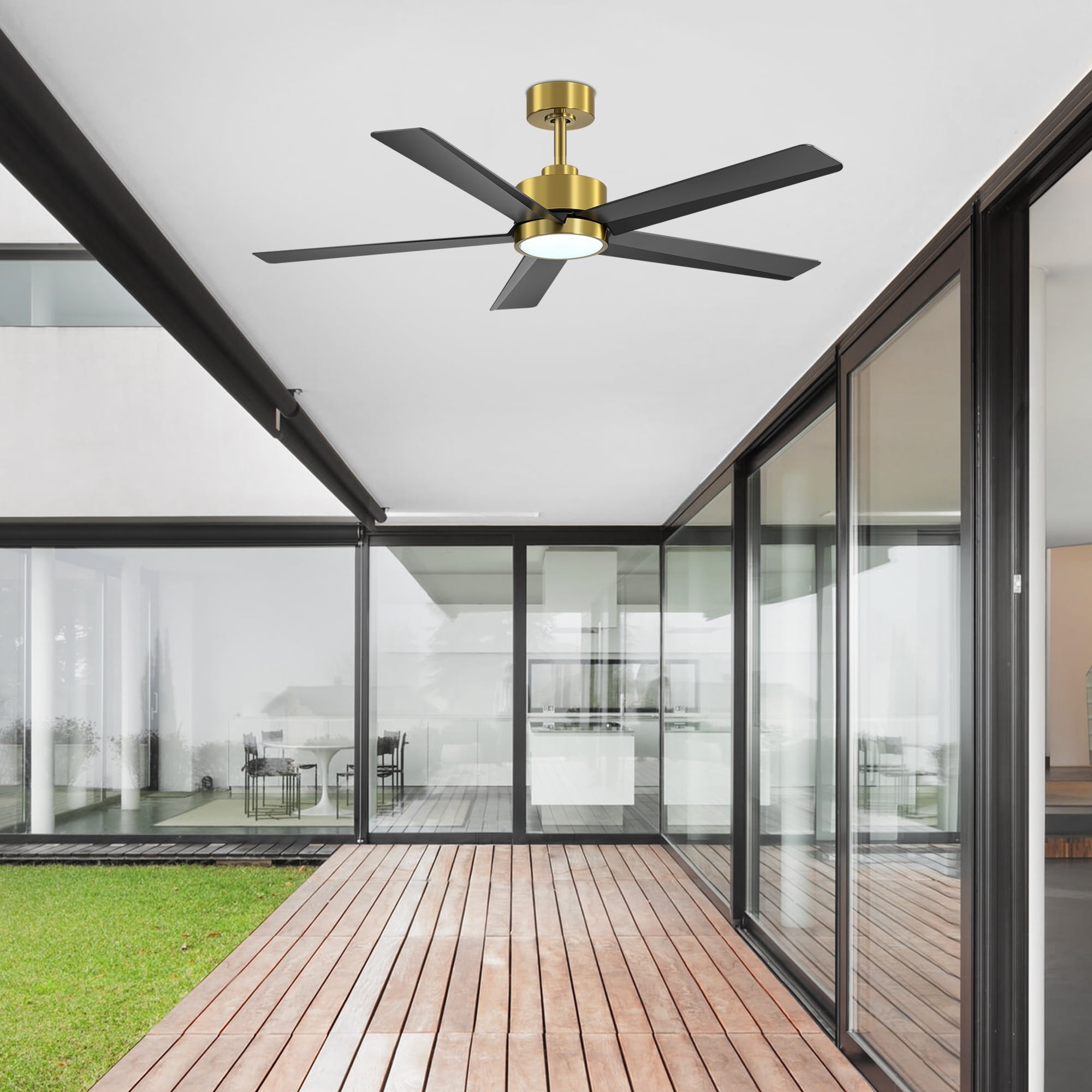 Ventilateur de plafond Breezary 65/52/42 à 5 pales avec éclairage LED, télécommande incluse.