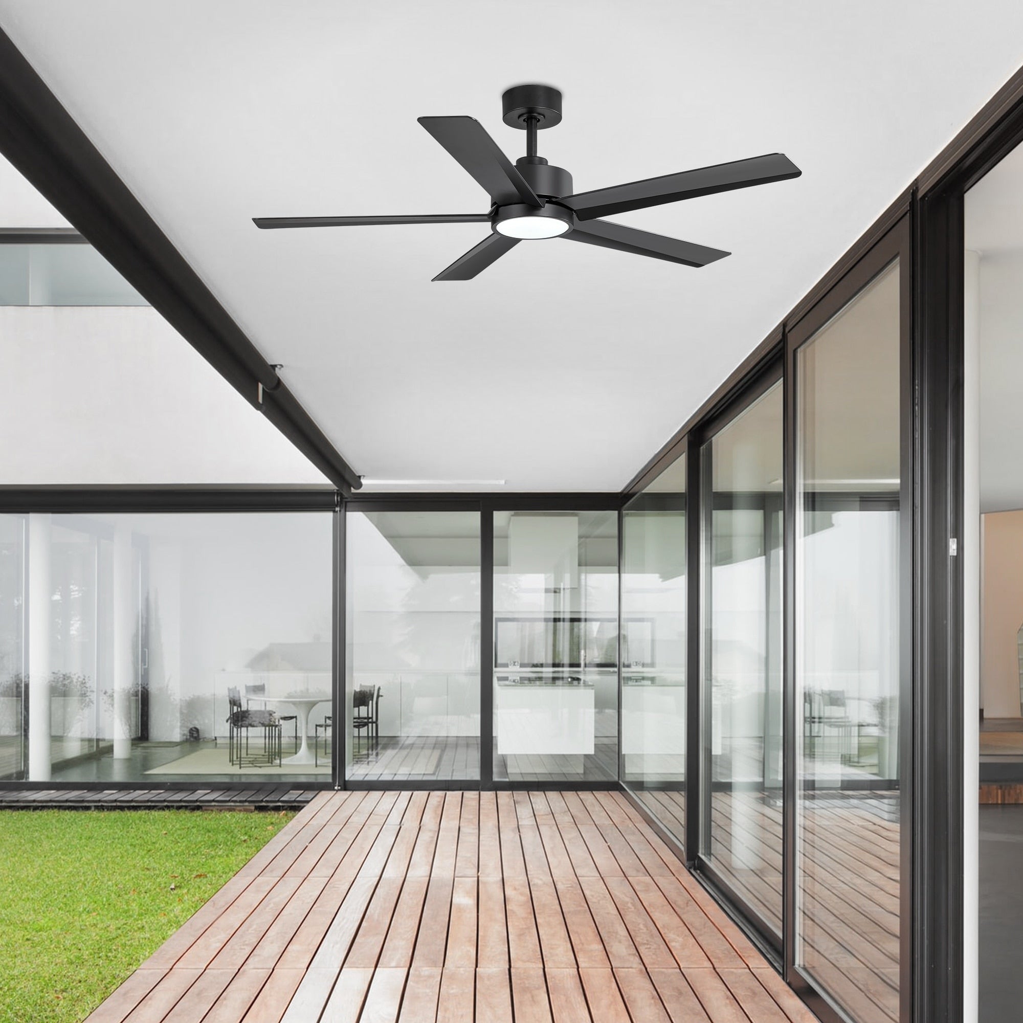 Ventilateur de plafond Breezary 65/52/42 à 5 pales avec éclairage LED, télécommande incluse.