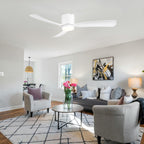 Ventilateur de plafond encastré noir/blanc de 52 pouces avec télécommande et éclairage LED (3 pales)