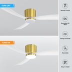 Ventilateur de plafond encastré noir/blanc de 52 pouces avec télécommande et éclairage LED (3 pales)