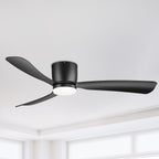 Ventilateur de plafond encastré noir/blanc de 52 pouces avec télécommande et éclairage LED (3 pales)