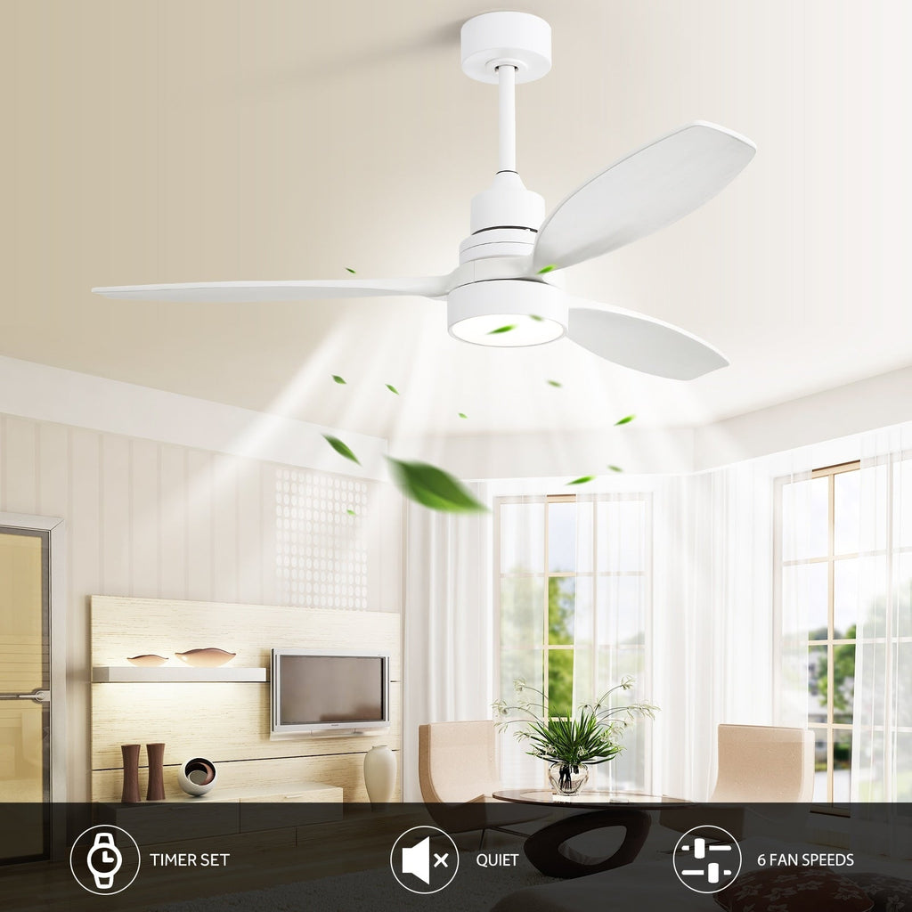 Ventilateur de plafond LED intégré 48 et 52 pouces avec éclairage et télécommande, moteur CC réversible