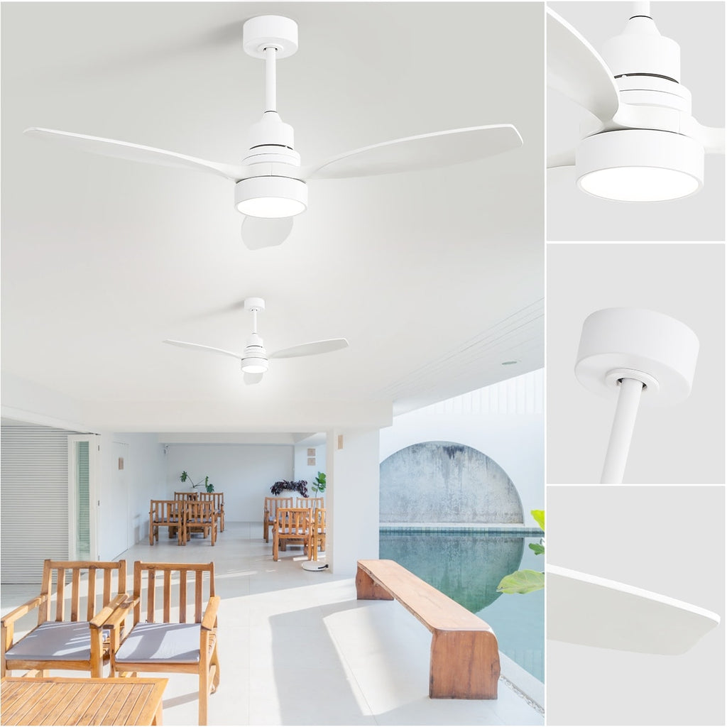 Ventilateur de plafond LED intégré 48 et 52 pouces avec éclairage et télécommande, moteur CC réversible