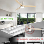 Ventilateur de plafond encastré de style campagnard de 132 cm (52 ​​pouces) avec lumière et télécommande, moteur CC réversible