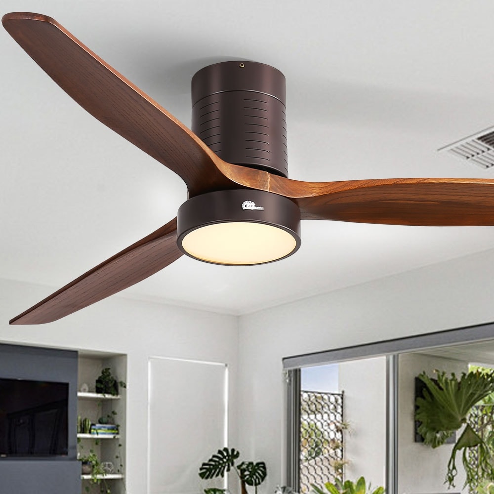 Ventilateur de plafond encastré de style campagnard de 132 cm (52 ​​pouces) avec lumière et télécommande, moteur CC réversible