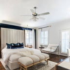 Ventilateur de plafond moderne en bois chromé à 5 pales de 52 pouces avec télécommande