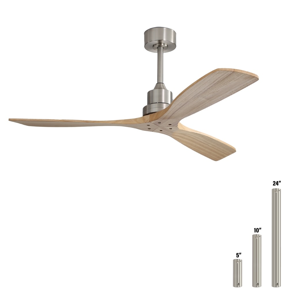 Ventilateur de plafond moderne de 132 cm (52 ​​pouces) en bois massif et ABS avec télécommande (sans éclairage), 6 vitesses de ventilation et flux d'air réversible.