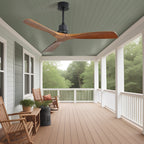 Ventilateur de plafond moderne de 132 cm (52 ​​pouces) en bois massif et ABS avec télécommande (sans éclairage), 6 vitesses de ventilation et flux d'air réversible.