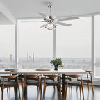 Ventilateur de plafond intérieur moderne chromé/noir de 52 pouces avec éclairage LED à intensité variable et télécommande