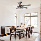 Ventilateur de plafond décoratif industriel en verre noir bullé de 52 pouces avec télécommande et kit d'éclairage